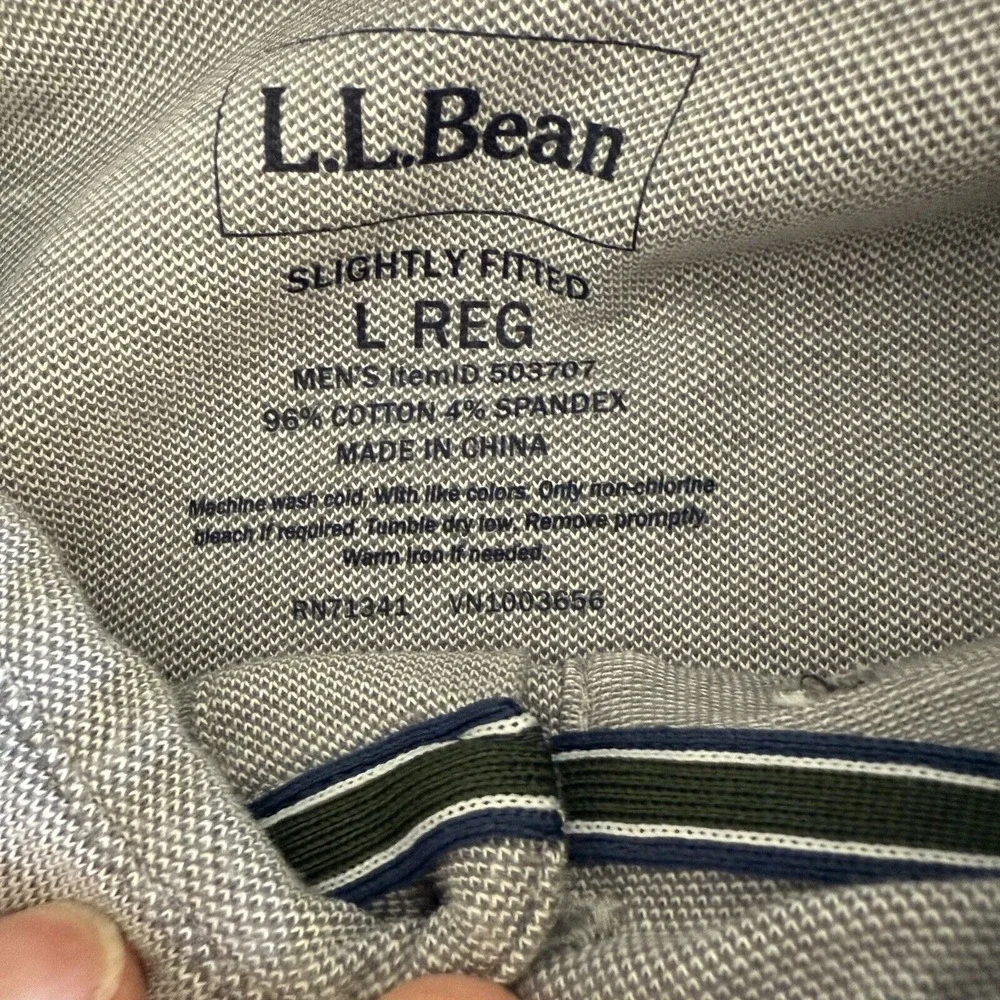 L.L.Bean Mens‎ Knit Long Sleeve Slightly Fitted Button Up Shirt - Sz L - Gray